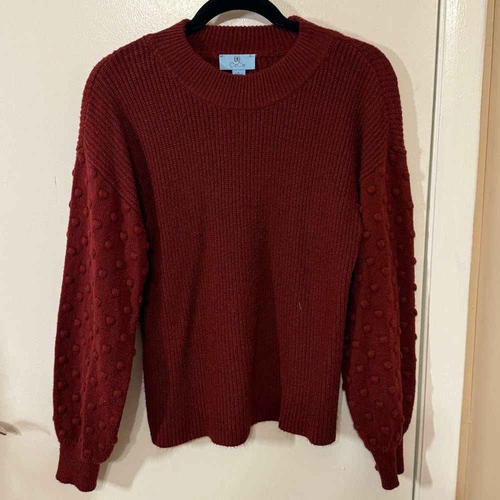 CeCe Textured Burgundy Sweater
